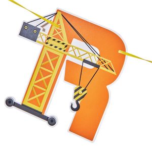 Bannière d'anniversaire de construction en gros | Articles de fête sur le thème des camions de construction pour garçons