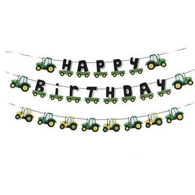 Décorations de fête d'anniversaire sur le thème du tracteur | Vente en gros de fournitures de fête de bannière de joyeux anniversaire suspendues