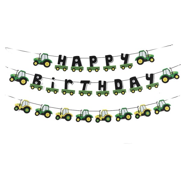 Geburtstagsparty-Dekorationen mit Traktormotiven | Hängende Happy Birthday Banner Party Supplies Großhandel