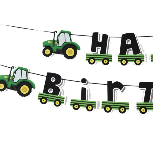 Décorations de fête d'anniversaire sur le thème du tracteur | Vente en gros de fournitures de fête de bannière de joyeux anniversaire suspendues