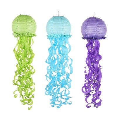 Vente en gros de décorations de fête d'anniversaire de lanternes de méduses de sirène | Tourbillons suspendus de méduses