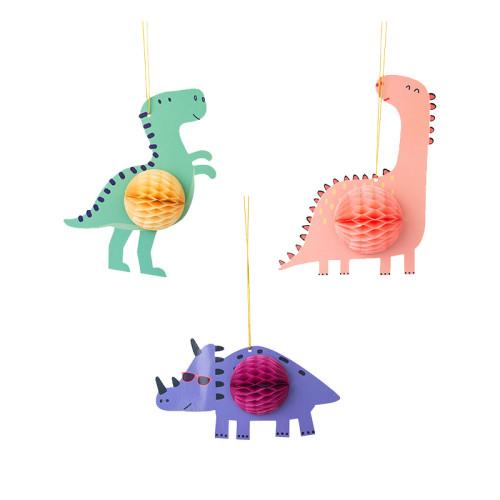Pièce maîtresse de décoration en nid d'abeille dinosaure | Vente en gros de décorations suspendues pour fête d'anniversaire d'enfants