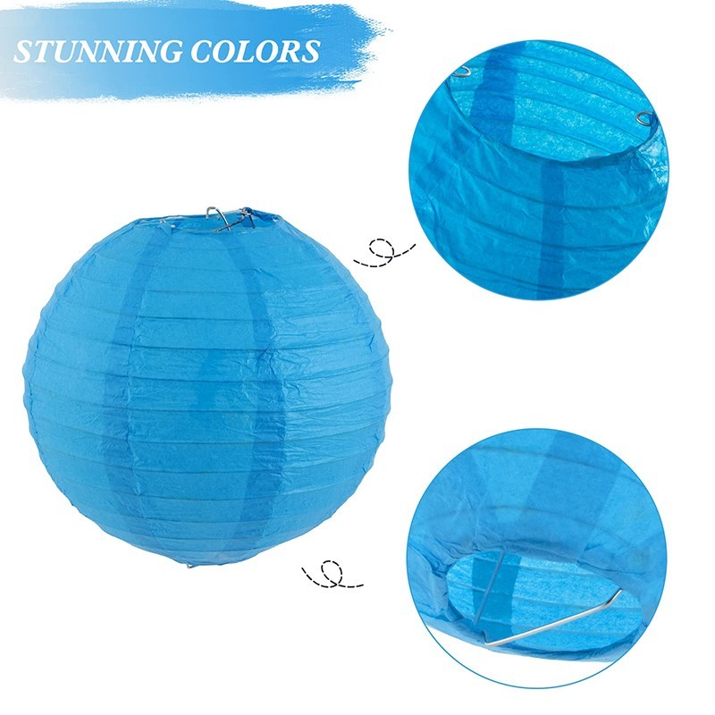 details of blue paper lanterns