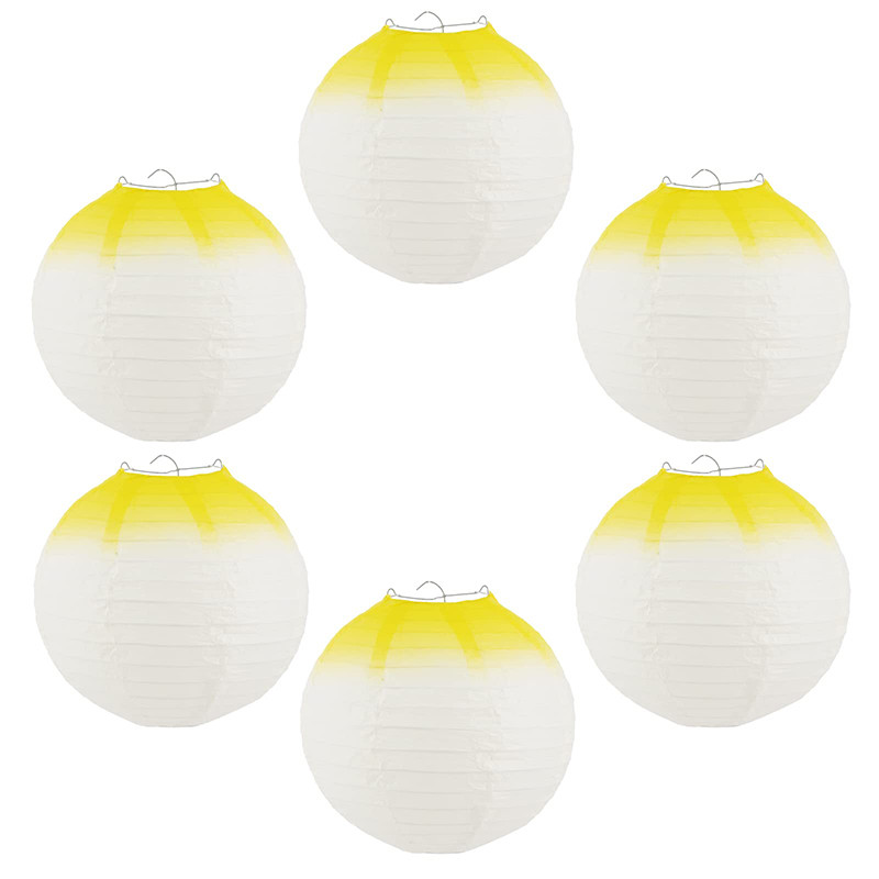 yellow and white paper lantern decor