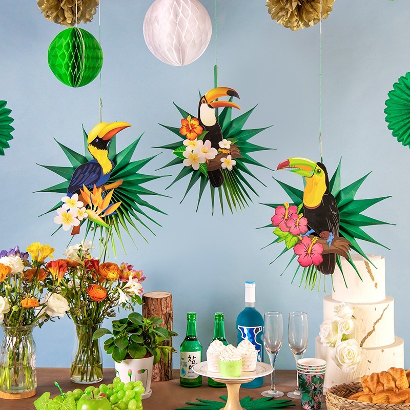 Toucan Hanging Paper Fans