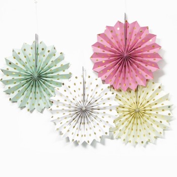 Wholesale Gold Dot Paper Fans Decorations for Wedding Bridal Shower Birthday Party