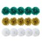 Teal Gold Party Decorations Hanging Tissue Paper Pom Poms for Baby Shower