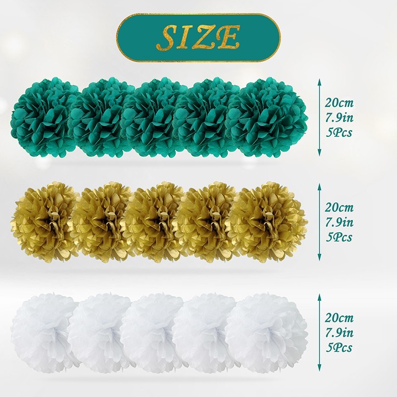 size of pompom decorations