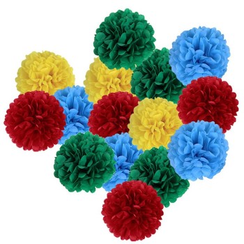 Rainbow Party Decorations Hanging Tissue Paper Pom Poms for Kids Girls Birthday Party