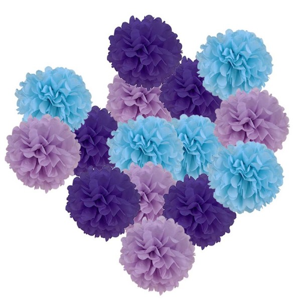 Mermaid Party Decorations Hanging Tissue Paper Pom Poms for Girls Kids Birthday