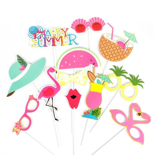 Kit d'accessoires pour cabine photo tropicale d'été | Vente en gros de décorations de fête d'été Flamingo Happy