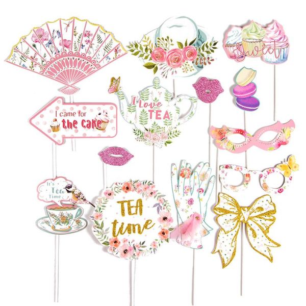 Tea Party Photo Booth Props Selfie Props | Girls Party Favor Supplies Accessories Wholesale
