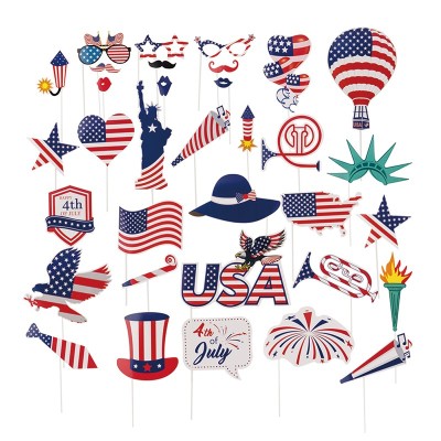 Accessoires de photomaton du 4 juillet pour le jour de l'indépendance | Fournitures de décorations de fête patriotique chapeau étoile
