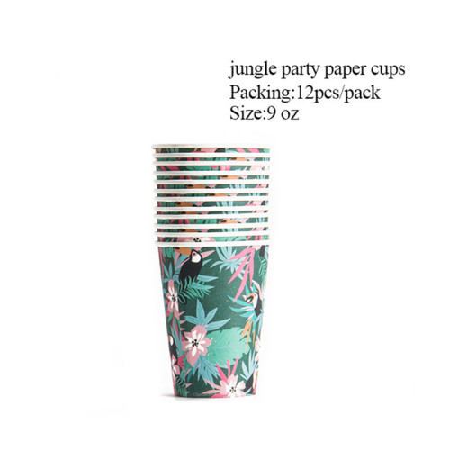 Vente en gros de gobelets en papier jetables personnalisés | Fournitures de décoration de fête tropicale d'été