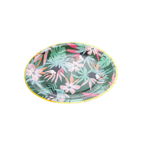 Assiettes en papier rondes personnalisées jetables en gros | Fournitures de décorations de fête d'été tropicales