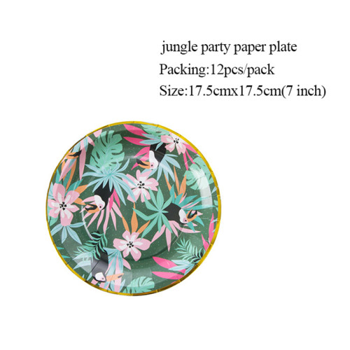 Assiettes en papier rondes personnalisées jetables en gros | Fournitures de décorations de fête d'été tropicales