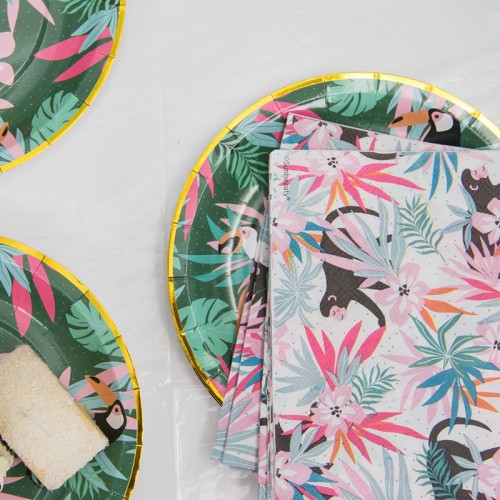 Assiettes en papier rondes personnalisées jetables en gros | Fournitures de décorations de fête d'été tropicales