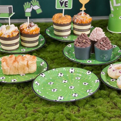 Disposable Paper Plates for Kids Birthday Party Supplies | Soccer Themed Tableware Wholesale