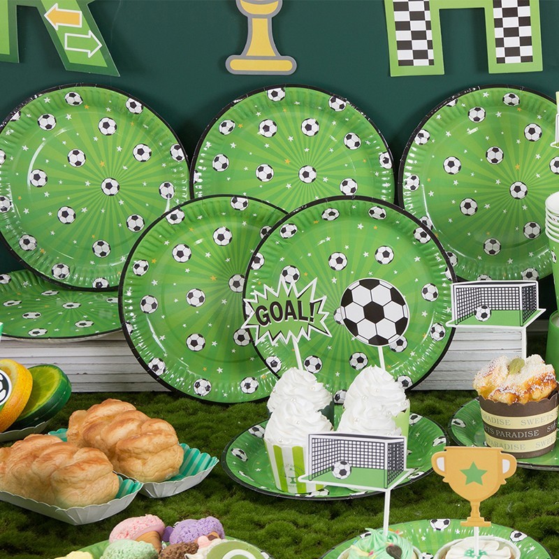 Disposable soccer themed tableware
