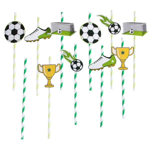 Disposable Paper Straws for Kids Birthday Party Supplies | Soccer Themed Tableware Wholesale