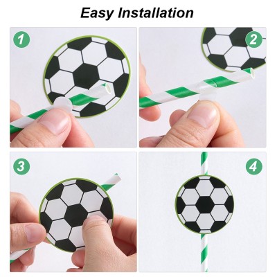 Disposable Paper Straws for Kids Birthday Party Supplies | Soccer Themed Tableware Wholesale