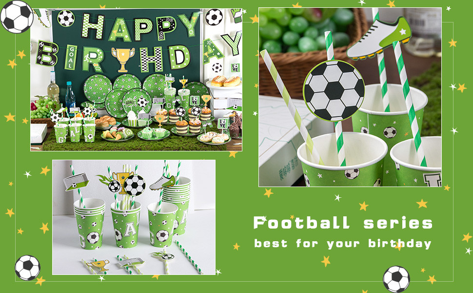 soccer themed disposable paper straws
