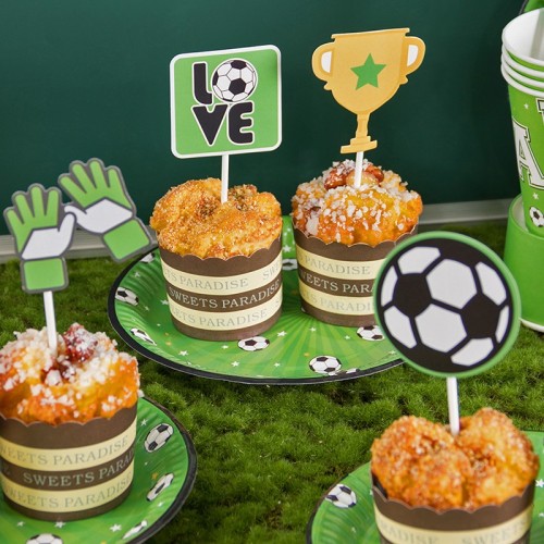 Décorations de gâteau jetables pour fournitures de fête d'anniversaire pour enfants | Vente en gros de vaisselle sur le thème du football