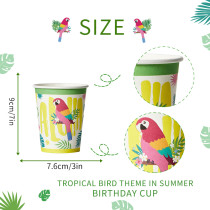 Disposable Paper Cups Wholesale | Luau Party Tableware | Hawaii Party Tropical Birds Supplies