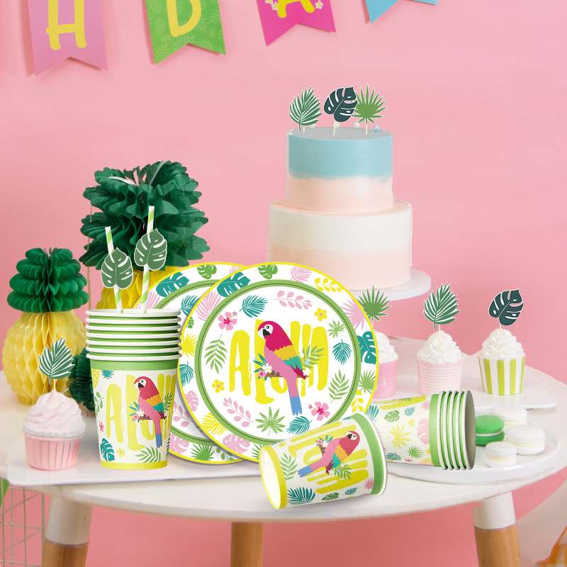 tropical themed party tableware