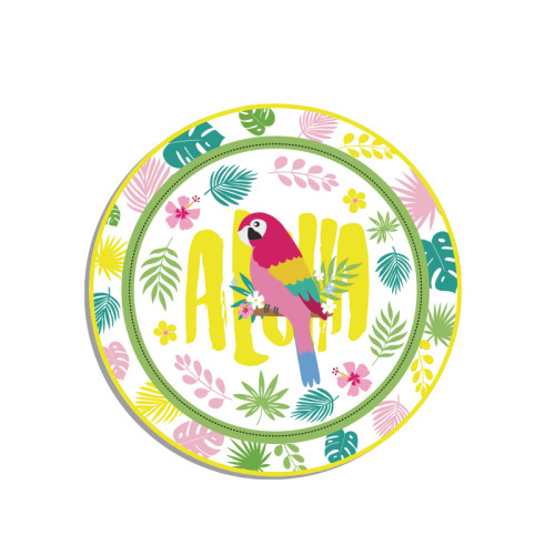 Disposable Paper Plates Wholesale | Luau Party Tableware | Hawaii Party Tropical Birds Supplies