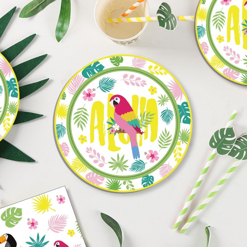 tropical bird plates