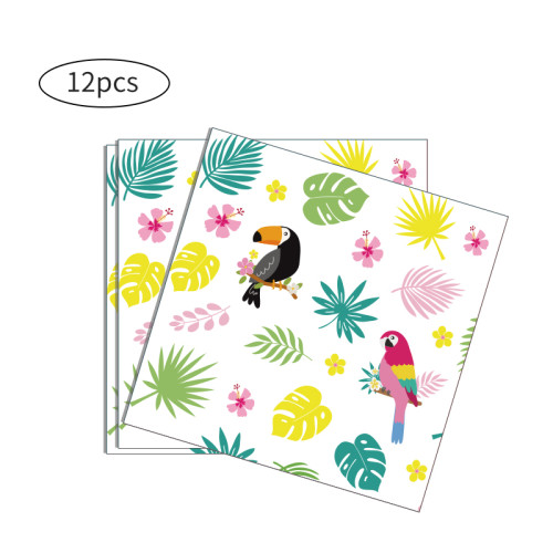 Serviettes de fête jetables en gros | Vaisselle de fête Luau | Fournitures pour oiseaux tropicaux Hawaii Party