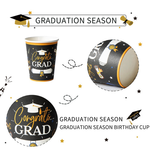 Vente en gros de gobelets en papier pour les décorations de fête de remise des diplômes | Vaisselle de fête de remise des diplômes Articles de fête