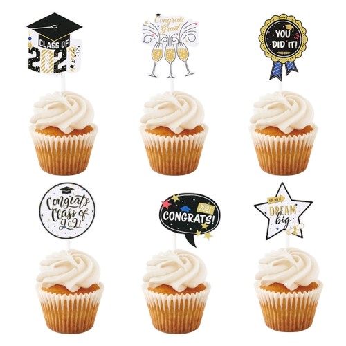 Wholesale Party Paper Cake Toppers for Graduation Party Decorations Supplies