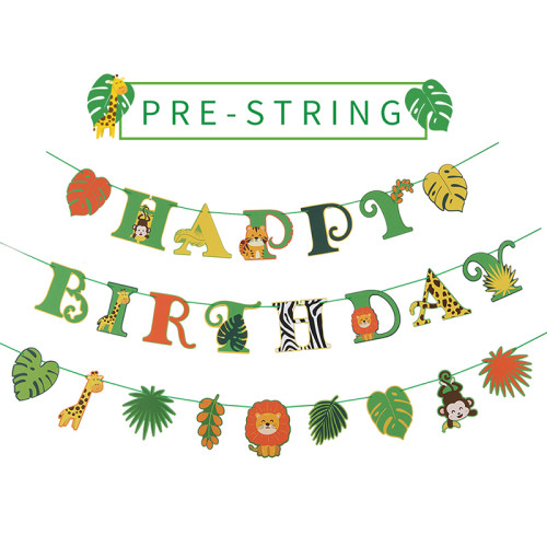 Großhandel Alles Gute zum Geburtstag Banner | Kindergarten-Dschungel-Tier-Geburtstags-Party-Dekorationen