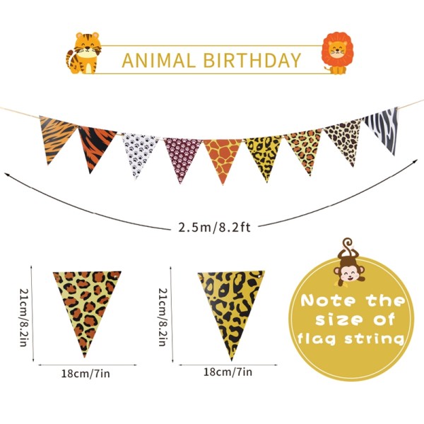 Großhandel Wimpel Banner mit Leopardenmuster | Dschungel-Tier-Geburtstags-Party-Dekorationen