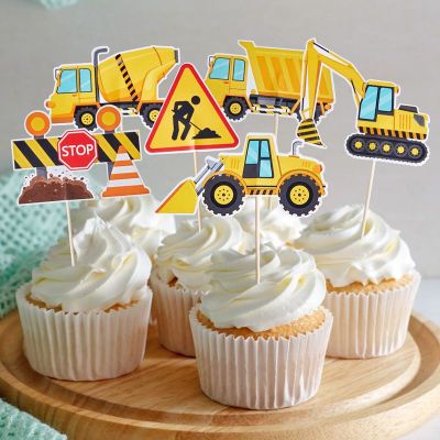Wholesale Party Paper Cake Toppers | Construction Themed Kids Birthday Party Decorations Supplies