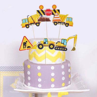 Wholesale Party Paper Cake Toppers | Construction Themed Kids Birthday Party Decorations Supplies