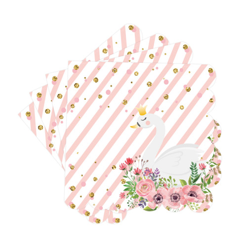 Serviettes en papier décoratives en gros | Serviettes de fête cygne | Serviettes de table en papier de fête d'anniversaire