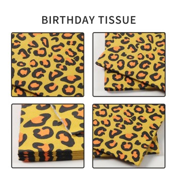 Leopard Print Party Decorations | Jungle Safari Birthday Party Tableware | Paper Napkins Wholesale