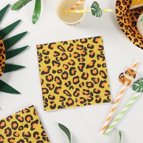 Décorations de fête à imprimé léopard | Vaisselle de fête d'anniversaire Jungle Safari | Serviettes en papier en gros