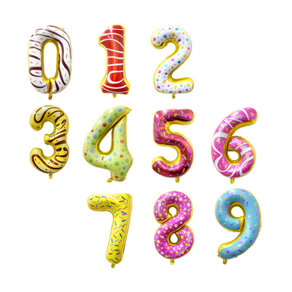 Großhandel 32-Zoll-Donuts Foliennummernballons | Donut-Geburtstagsdekoration für Mädchen und Kinder