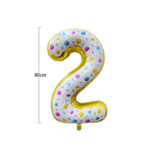 Vente en gros de ballons numérotés en feuille de beignets de 32 pouces | Décorations d'anniversaire en forme de beignet pour filles