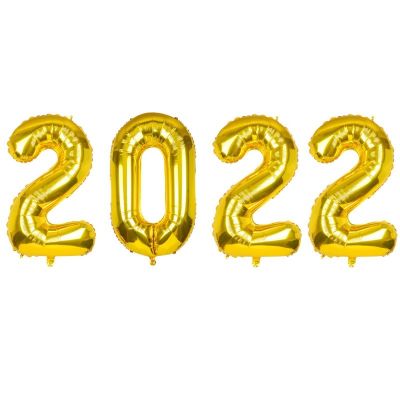 Ballons numérotés en feuille d'or 2022 pour décorations de fête de remise des diplômes 2022 en gros