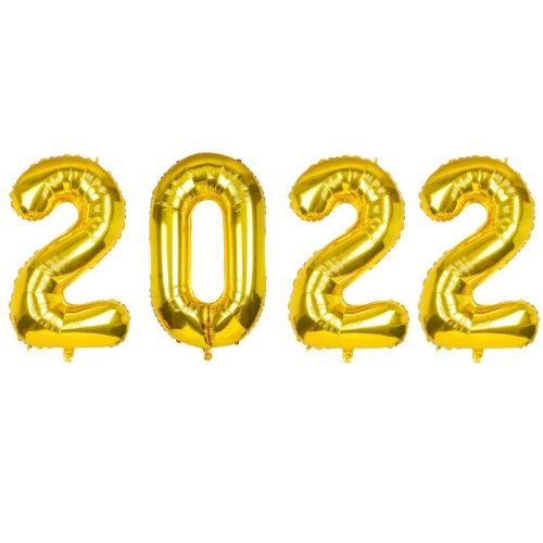 Ballons numérotés en feuille d'or 2022 pour décorations de fête de remise des diplômes 2022 en gros
