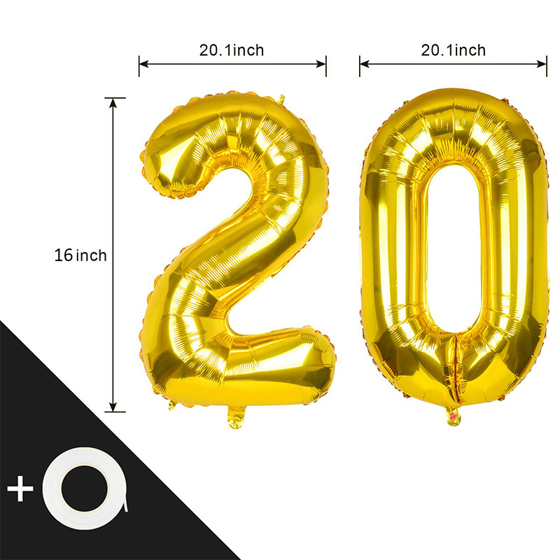 size of the foil number balloons