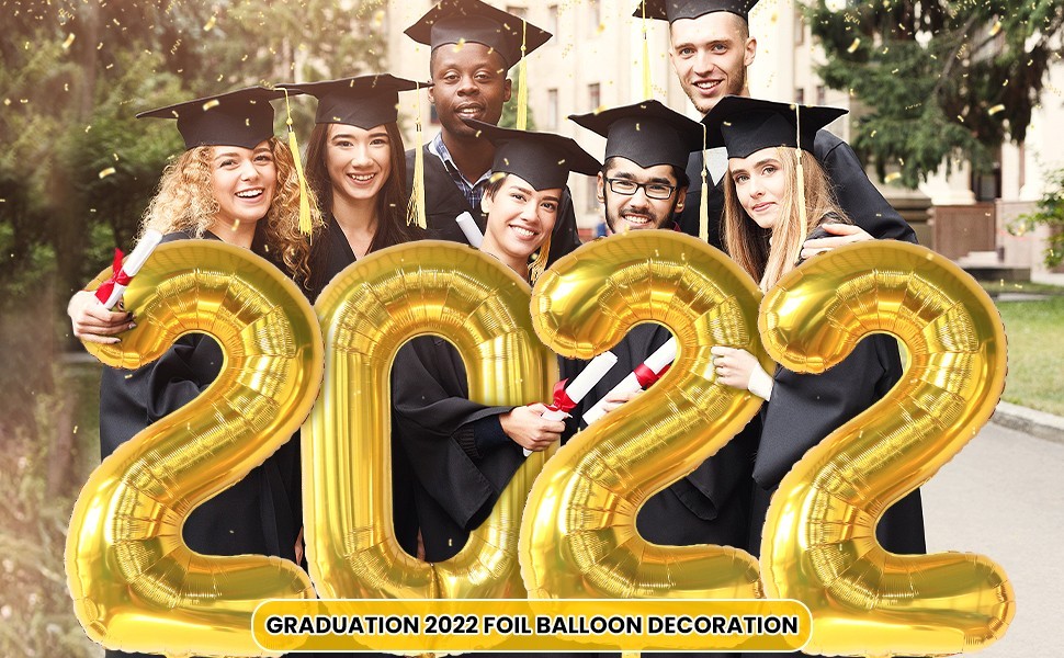 2022 gold foil number balloons