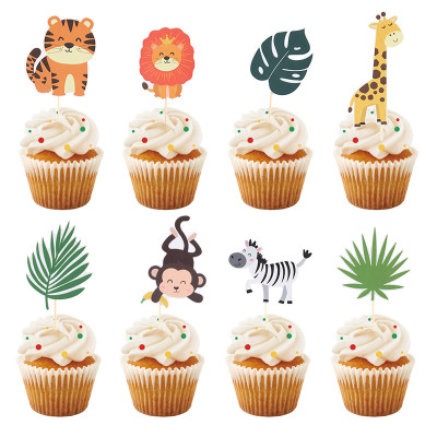 Décorations de cupcakes jungle en gros | Cupcake Toppers sur le thème des animaux | Décorations De Gâteau D'anniversaire