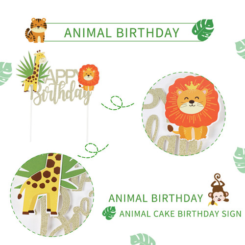 Toppers de gâteau joyeux anniversaire sur le thème de la jungle en gros | Décorations de gâteau d'anniversaire de maternelle