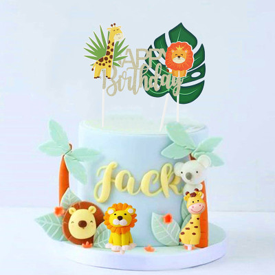 Wholesale Jungle Themed Happy Birthday Cake Toppers | Kindergarten Birthday Cake Decorations